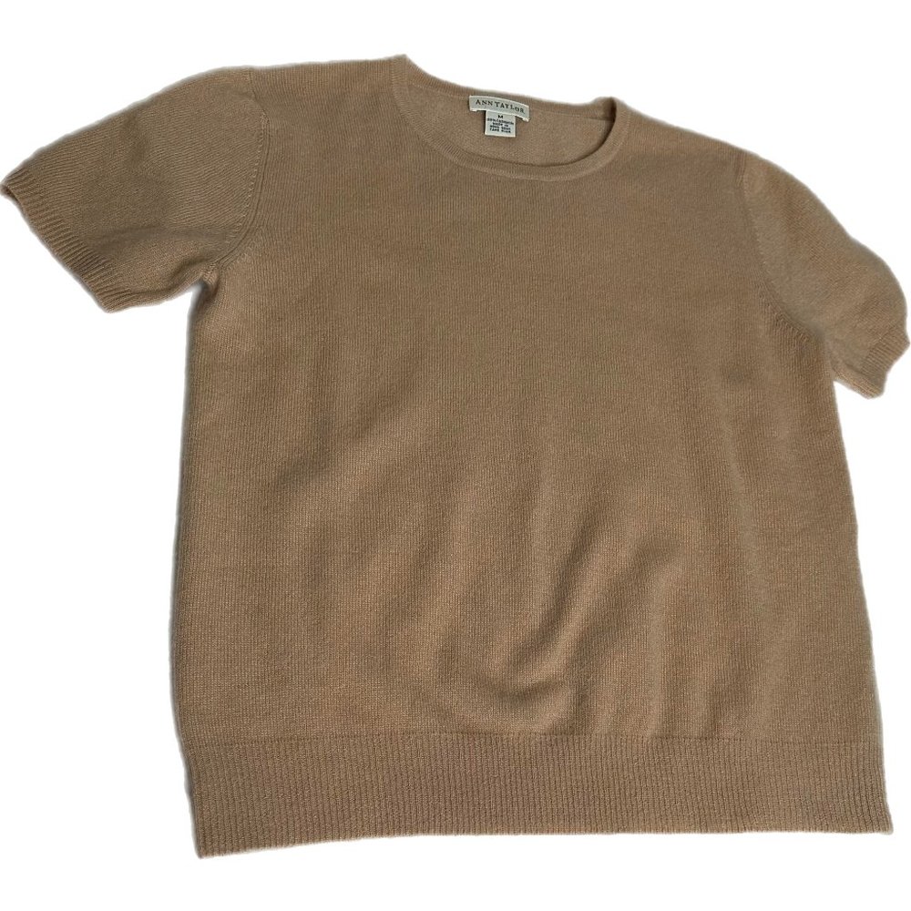ANN TAYLOR 100% CASHMERE SHORT SLEEVE Sweater Size M